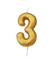 Picture of AGE 3 GOLD NUMERAL CANDLE 7CM